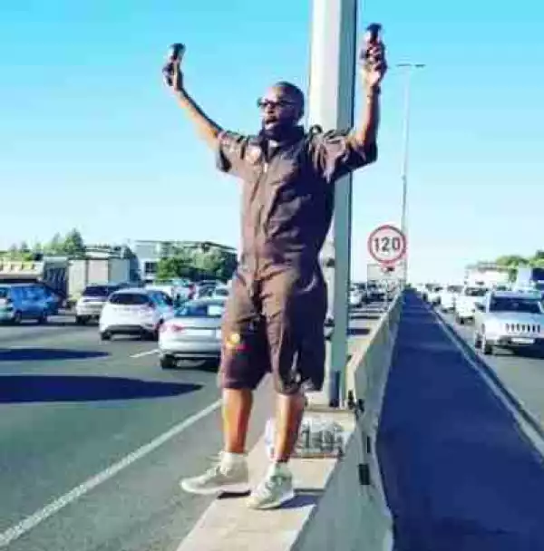 DJ Sbu Spotted On The Highway Selling MoFaya, Energy Drink (Photo; Watch Video)